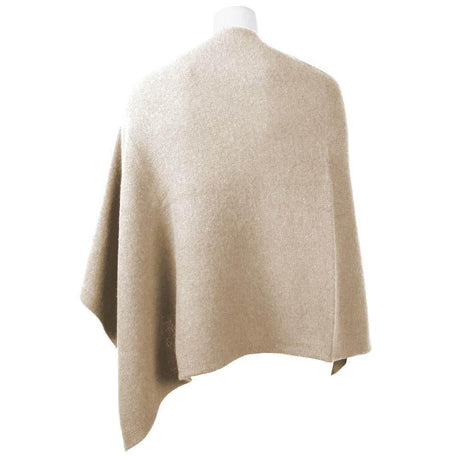 Emilio Romanelli Chic V-Neck Cashmere Poncho in Beige - Hilstor