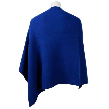 Emilio Romanelli Elegant Cashmere V-Neck Poncho in Blue - Hilstor
