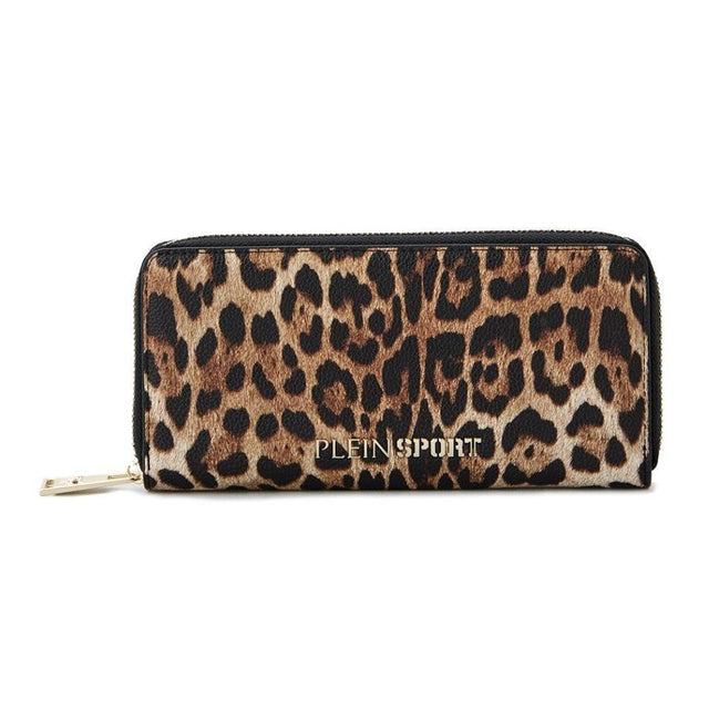 Plein Sport Sleek Designer Zipper Wallet with Gold Accents - Hilstor