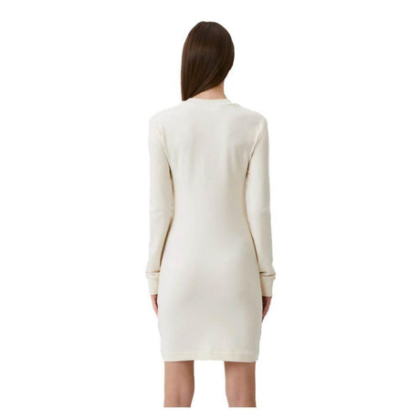 Love Moschino Chic White Cotton Blend Dress with Logo Accent - Hilstor