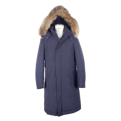 Made in Italy Blue Wool Men's Raincoat - Hilstor