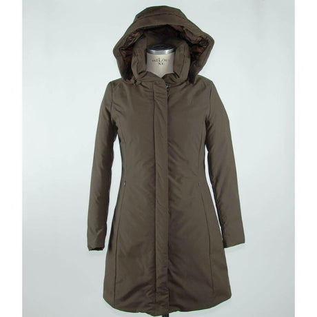 Emilio Romanelli Elegant Brown Polygon Jacket with Hood - Hilstor