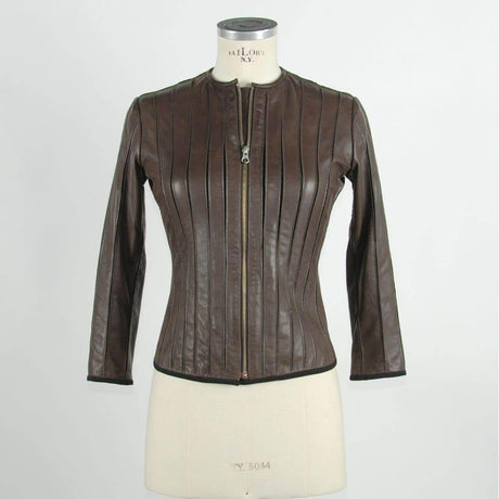 Emilio Romanelli Brown Leather Women Jacket - Hilstor