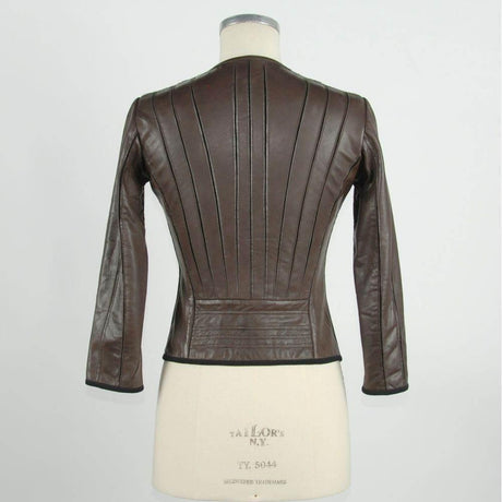 Emilio Romanelli Brown Leather Women Jacket - Hilstor