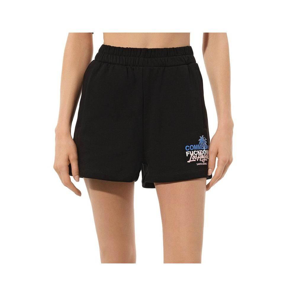 Comme Des Fuckdown Chic Black Cotton Shorts with Side Pockets - Hilstor