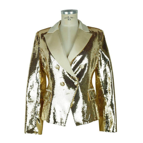 Elisabetta Franchi Chic Sequined Double-Breasted Yellow Jacket - Hilstor
