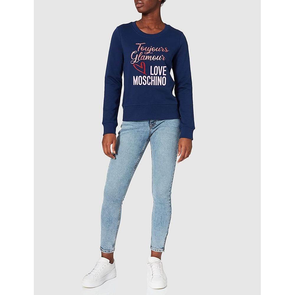 Love Moschino Blue Cotton Women Sweater - Hilstor