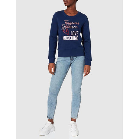 Love Moschino Blue Cotton Women Sweater - Hilstor