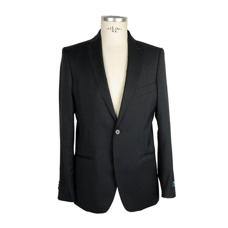 Made in Italy Black Wool Men Suit - Hilstor
