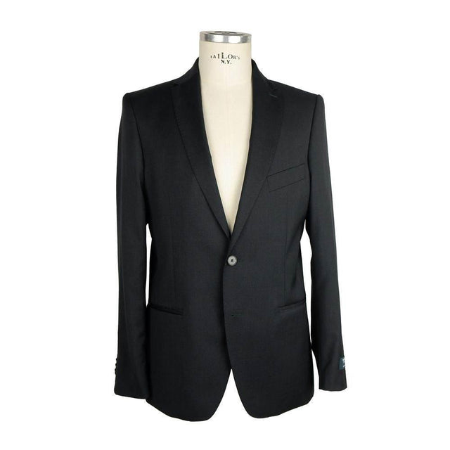 Made in Italy Black Wool Men Suit - Hilstor
