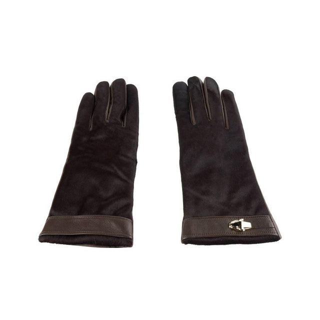 Cavalli Class Brown Cowhide Women Glove - Hilstor