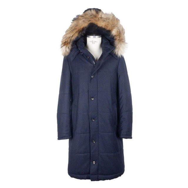 Made in Italy Blue Wool Men's Raincoat - Hilstor