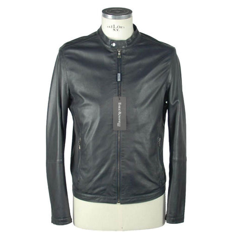Emilio Romanelli Blue Leather Men's Jacket - Hilstor