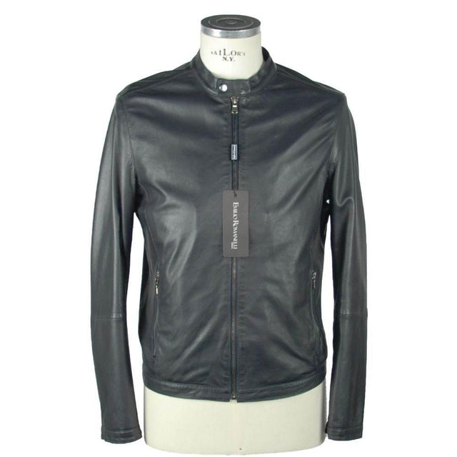 Emilio Romanelli Blue Leather Men's Jacket - Hilstor