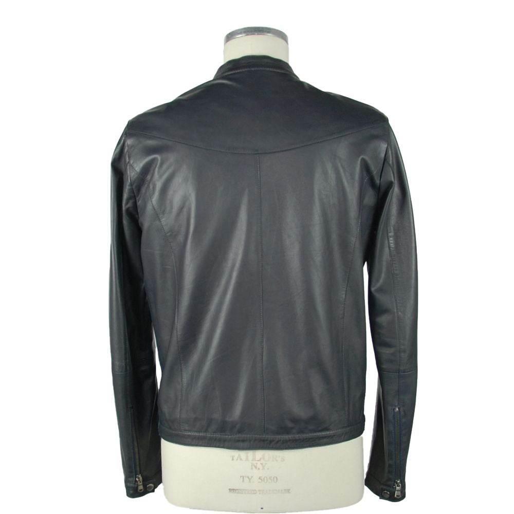 Emilio Romanelli Blue Leather Men's Jacket - Hilstor