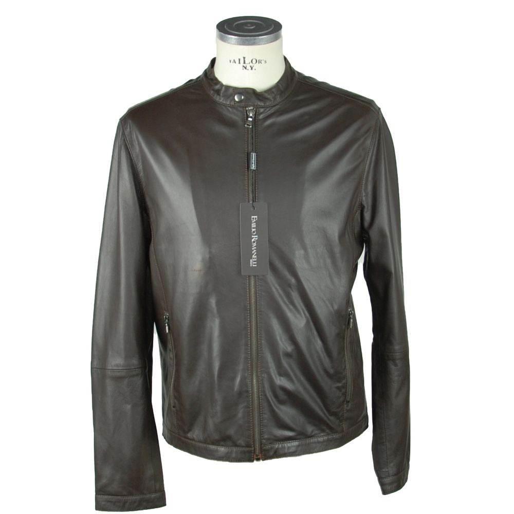 Emilio Romanelli Brown Leather Men's Jacket - Hilstor