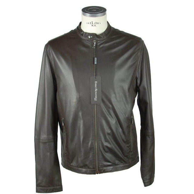 Emilio Romanelli Brown Leather Men's Jacket - Hilstor