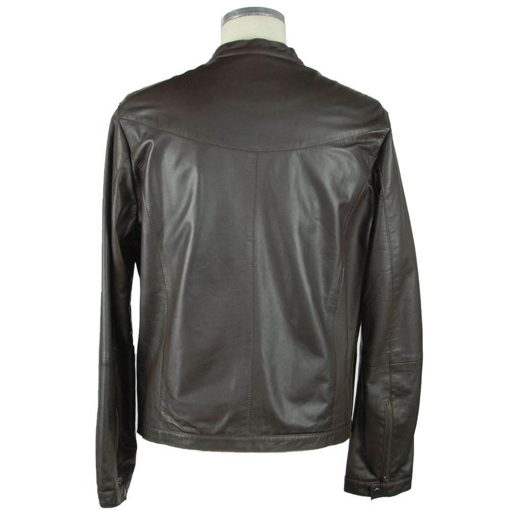 Emilio Romanelli Brown Leather Men's Jacket - Hilstor