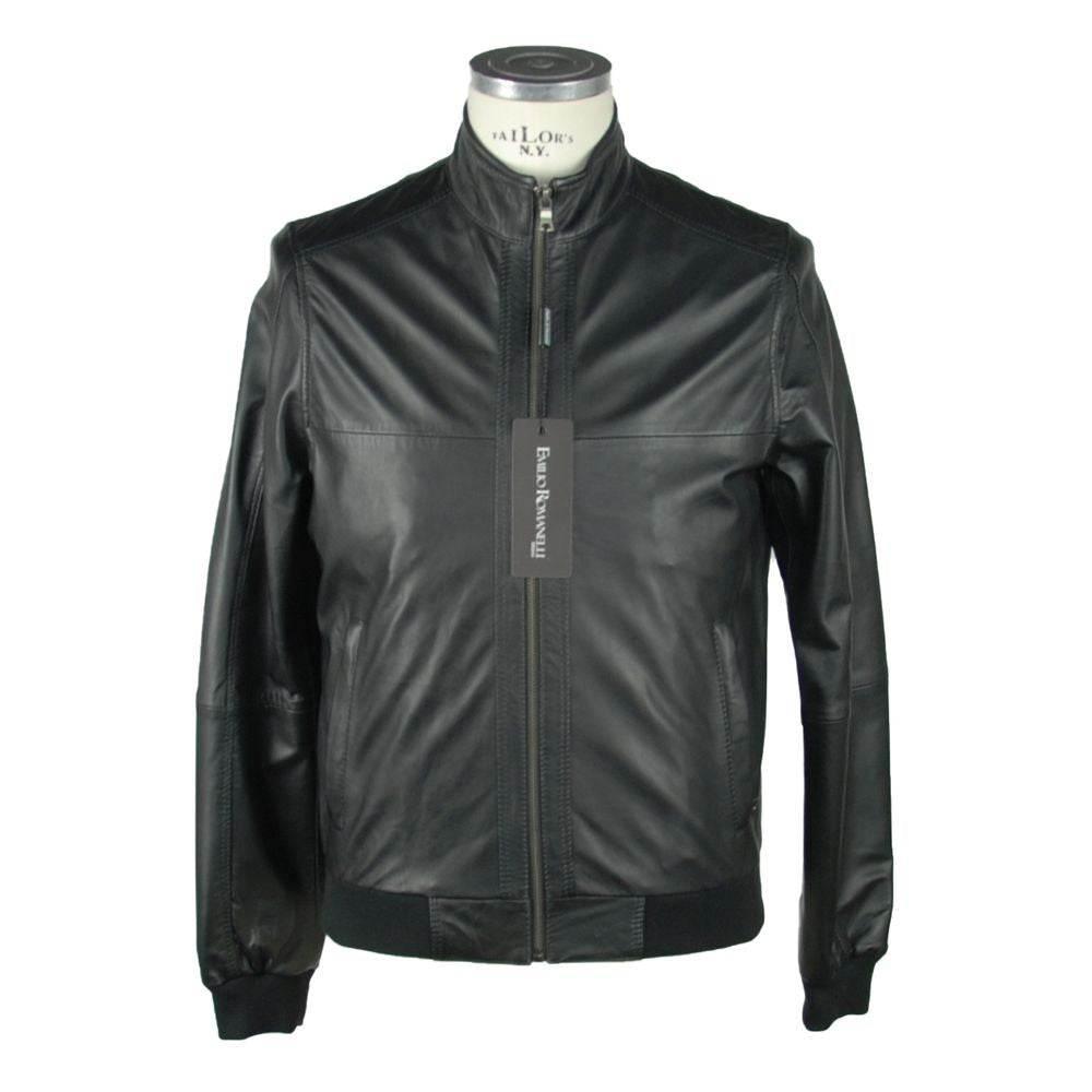 Emilio Romanelli Black Leather Men's Jacket - Hilstor