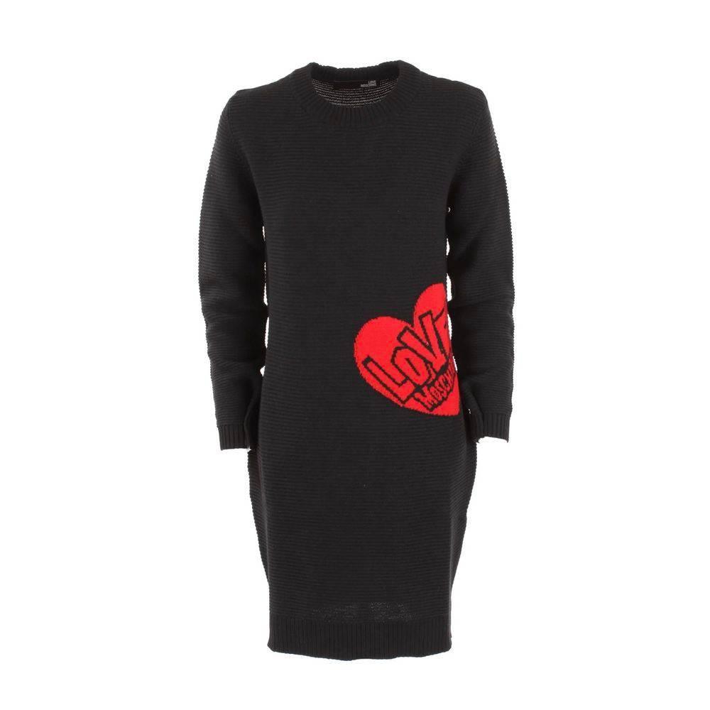 Love Moschino Chic Heart Pattern Knit Wool-Blend Dress - Hilstor