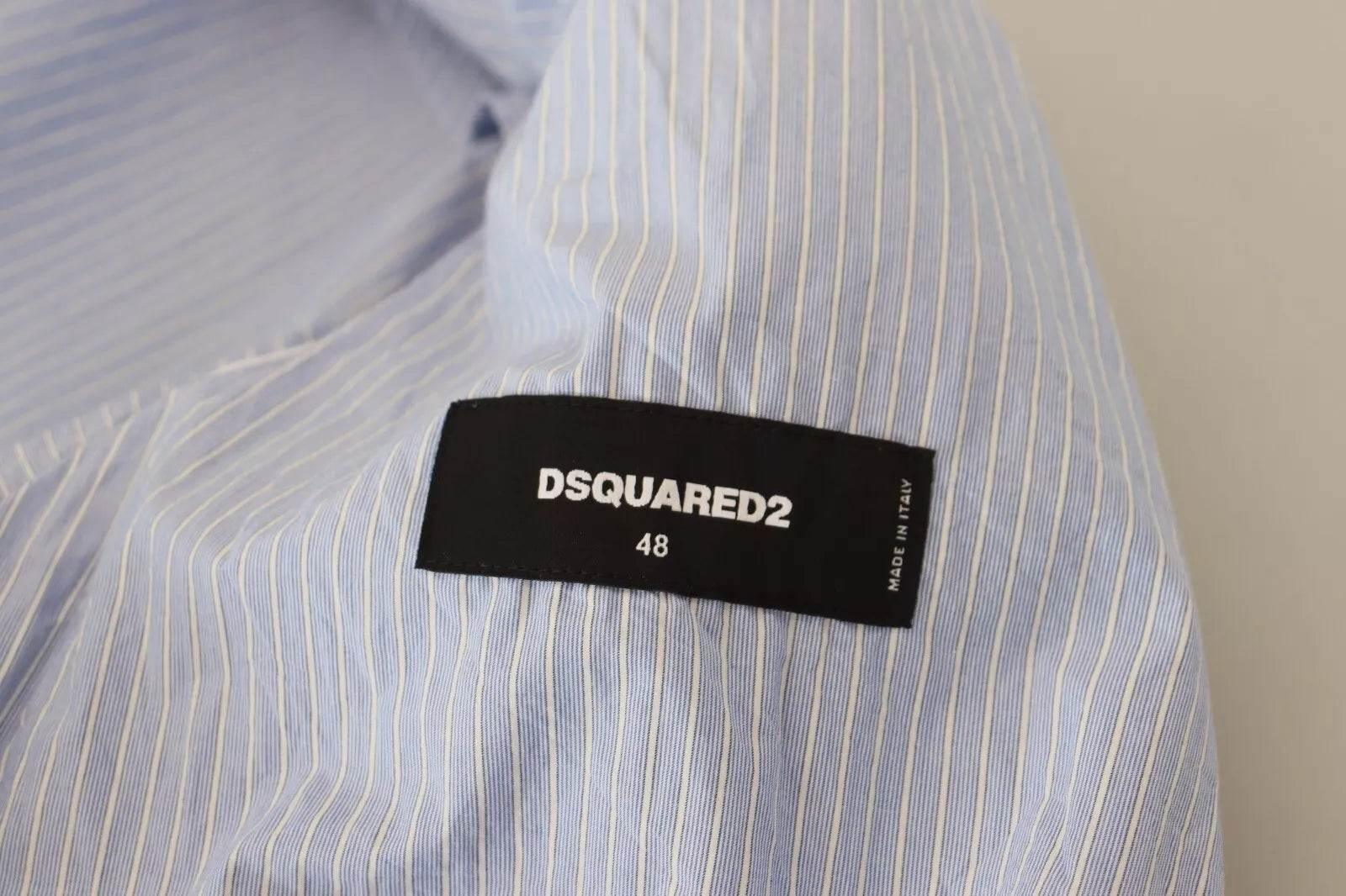 Dsquared² Blue Striped Single Breasted Formal Coat Blazer - Hilstor