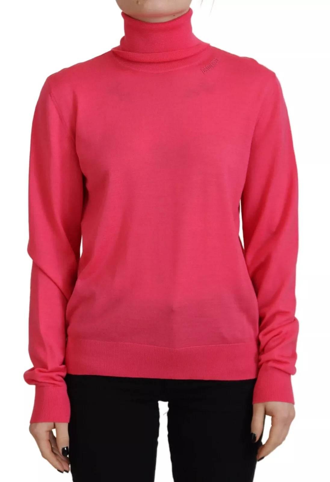 Dsquared² Pink Solid Long Sleeve Turtle Neck Casual Sweater - Hilstor