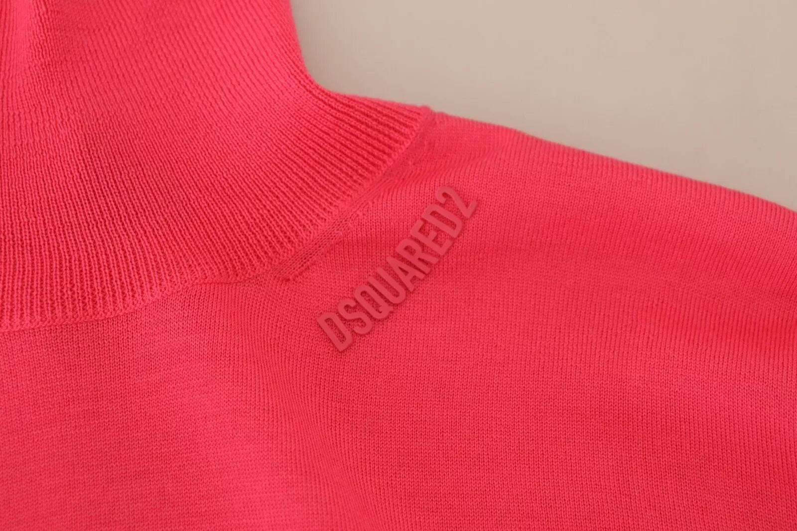 Dsquared² Pink Solid Long Sleeve Turtle Neck Casual Sweater - Hilstor