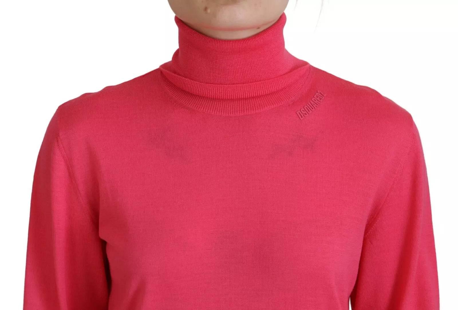 Dsquared² Pink Solid Long Sleeve Turtle Neck Casual Sweater - Hilstor