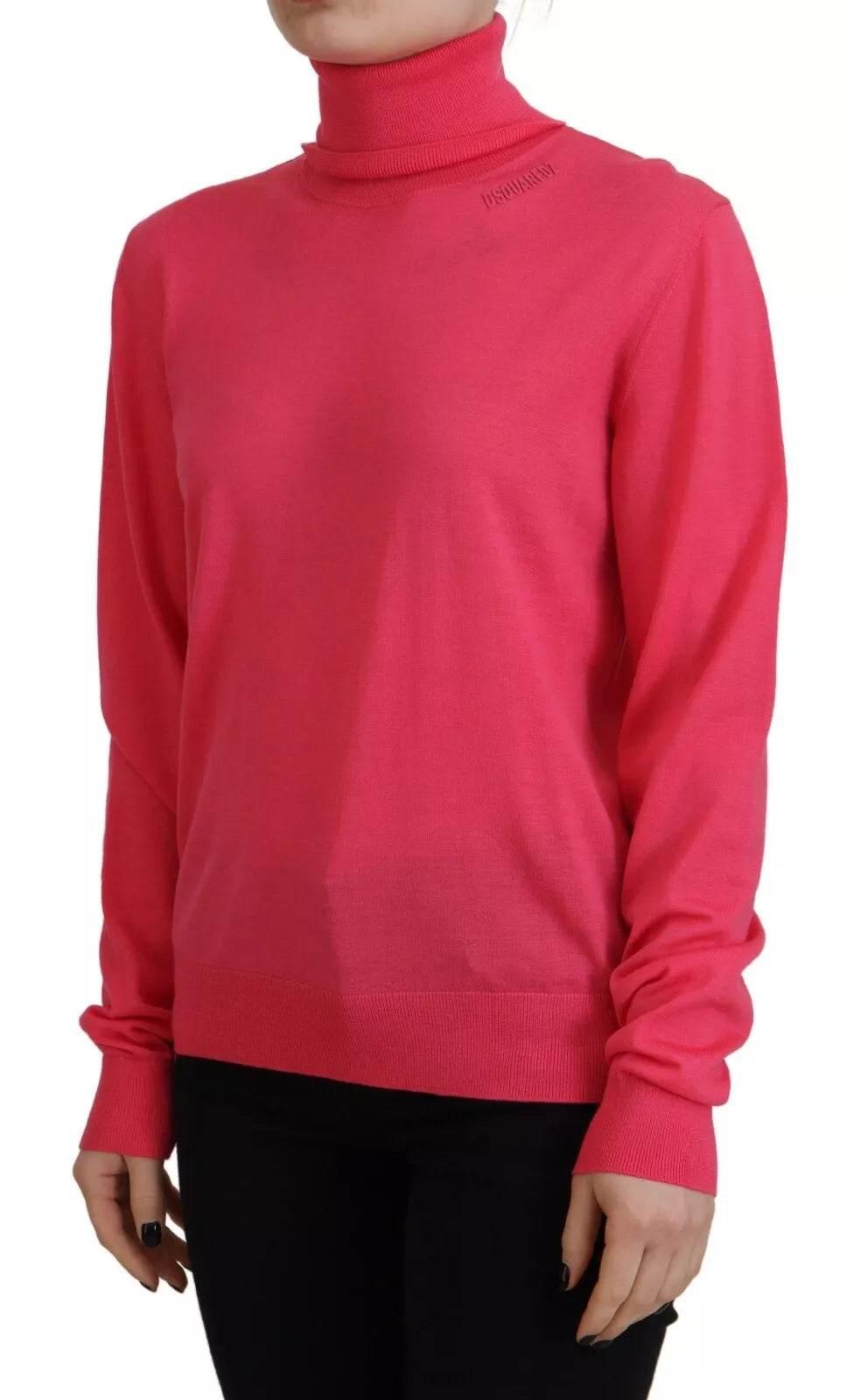 Dsquared² Pink Solid Long Sleeve Turtle Neck Casual Sweater - Hilstor