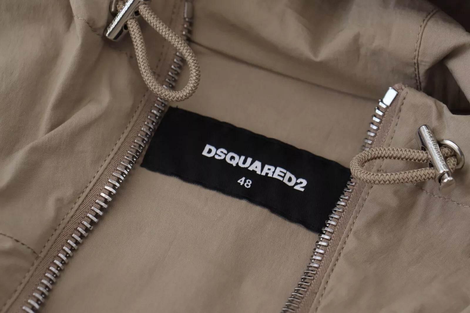 Dsquared² Brown Gray Sleeves Hooded Full Zip Jacket - Hilstor