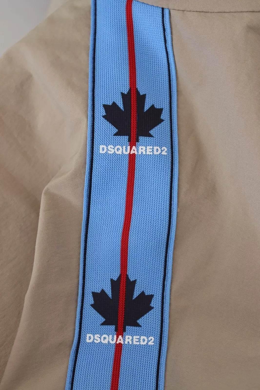 Dsquared² Brown Gray Sleeves Hooded Full Zip Jacket - Hilstor