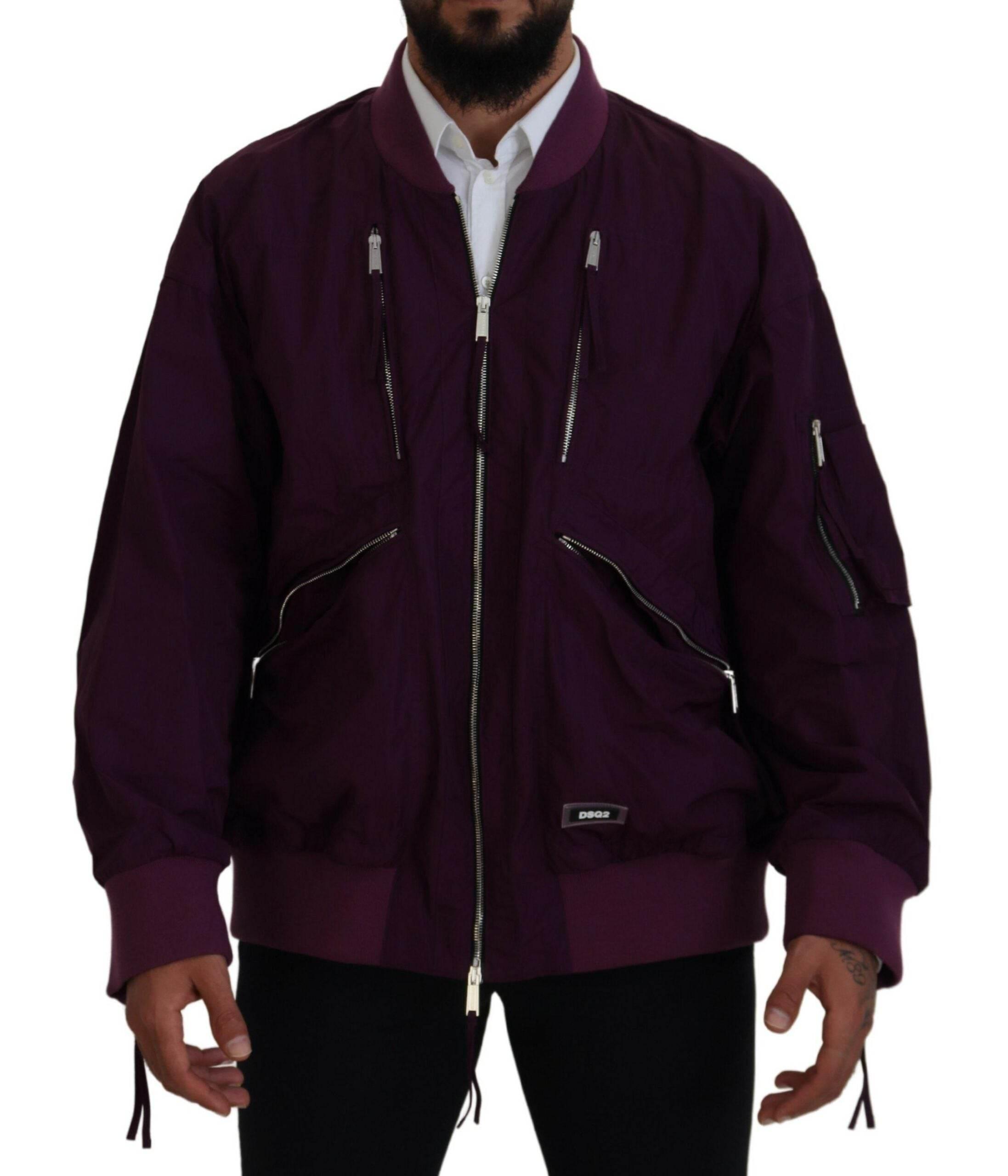 Dsquared² Purple Polyester Full Zipper Bomber Jacket - Hilstor