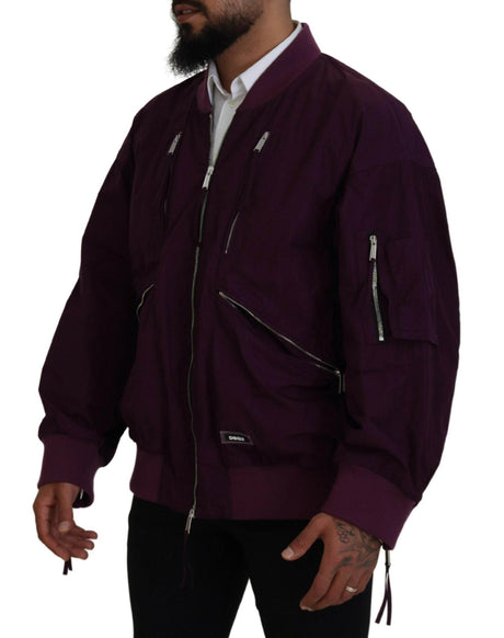 Dsquared² Purple Polyester Full Zipper Bomber Jacket - Hilstor
