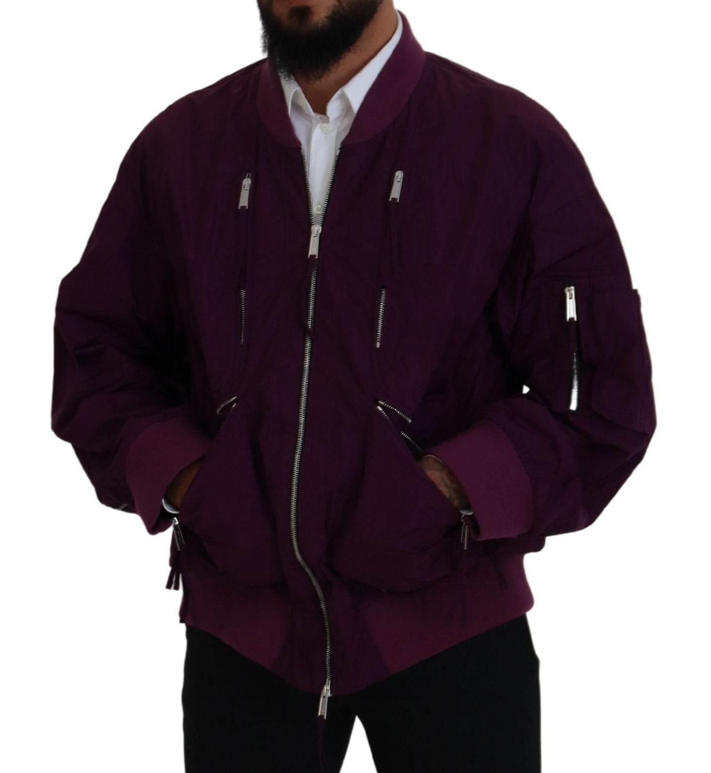 Dsquared² Purple Polyester Full Zipper Bomber Jacket - Hilstor