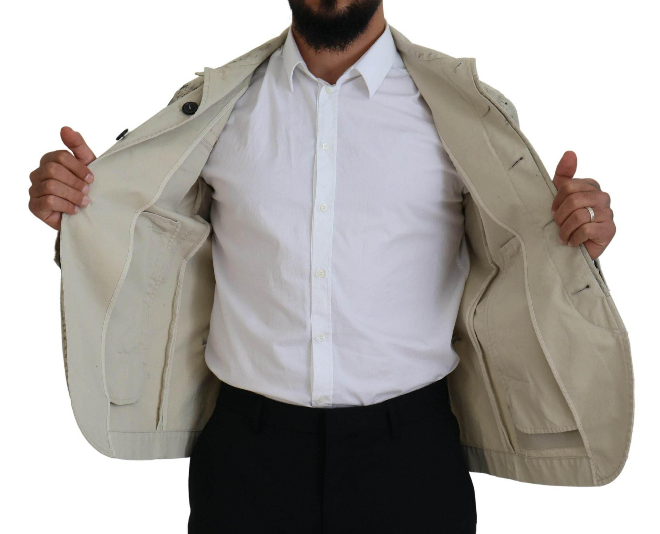 Dsquared² Off White Black Splash Print Casual Denim Jacket - Hilstor