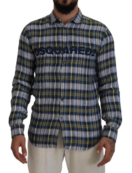 Dsquared² Multicolor Checkered Casual Men Long Sleeves Shirt - Hilstor