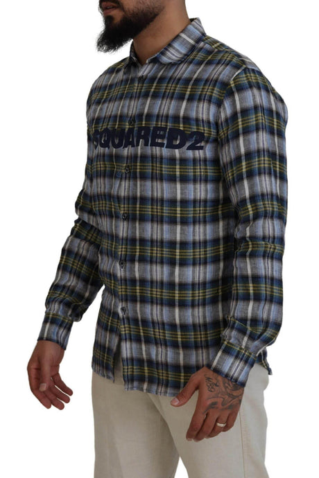 Dsquared² Multicolor Checkered Casual Men Long Sleeves Shirt - Hilstor