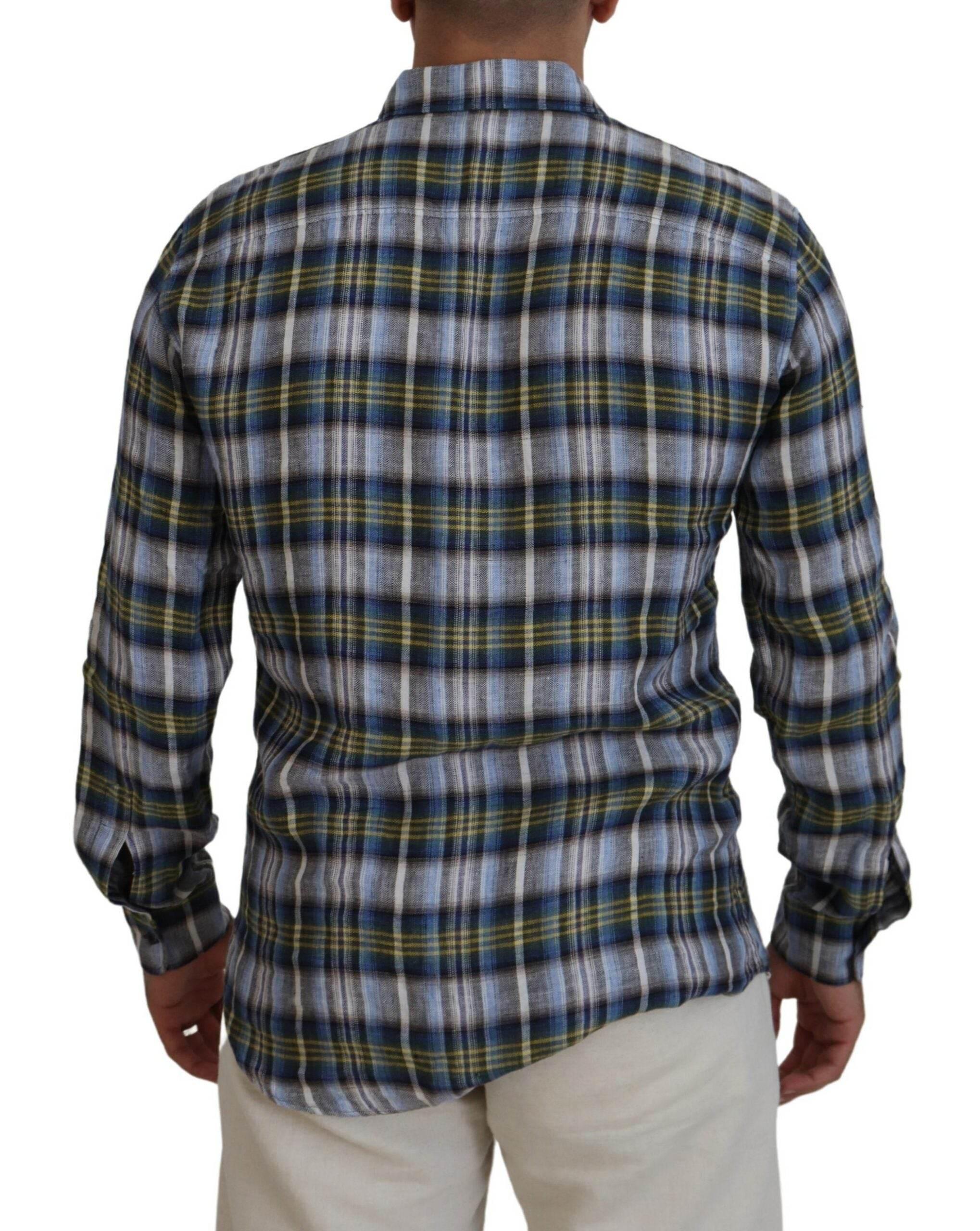 Dsquared² Multicolor Checkered Casual Men Long Sleeves Shirt - Hilstor