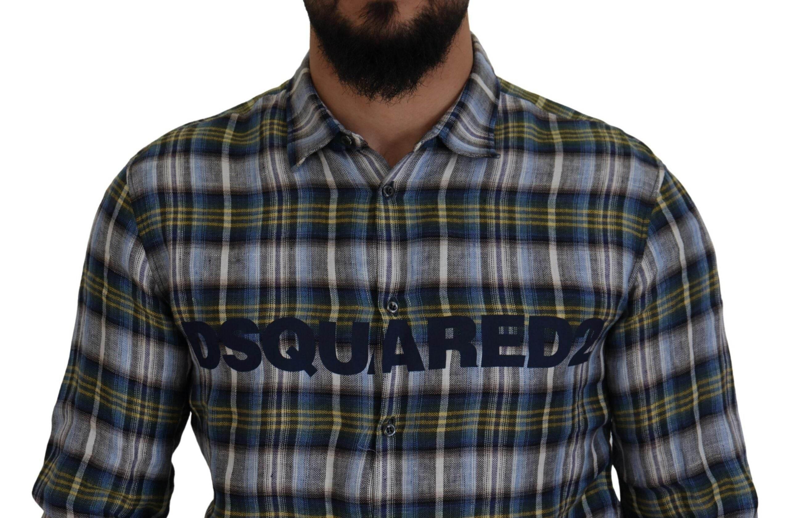 Dsquared² Multicolor Checkered Casual Men Long Sleeves Shirt - Hilstor