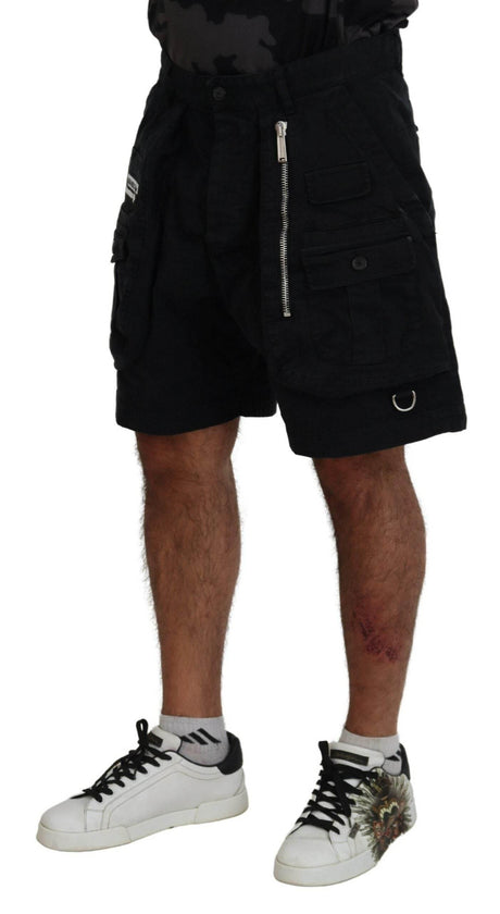 Dsquared² Black Cotton Cargo Boxer Above Knee Shorts - Hilstor