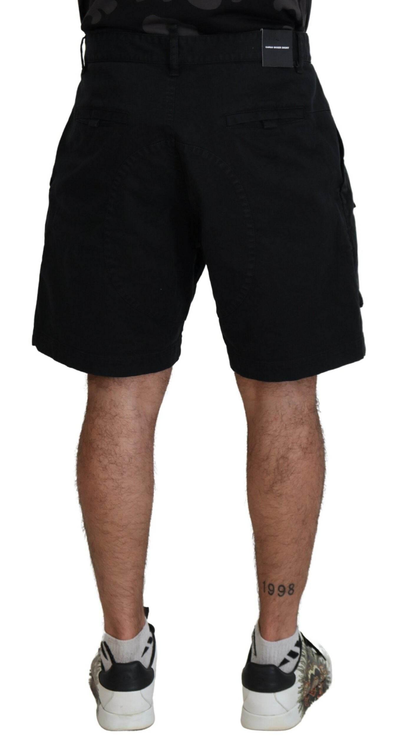 Dsquared² Black Cotton Cargo Boxer Above Knee Shorts - Hilstor