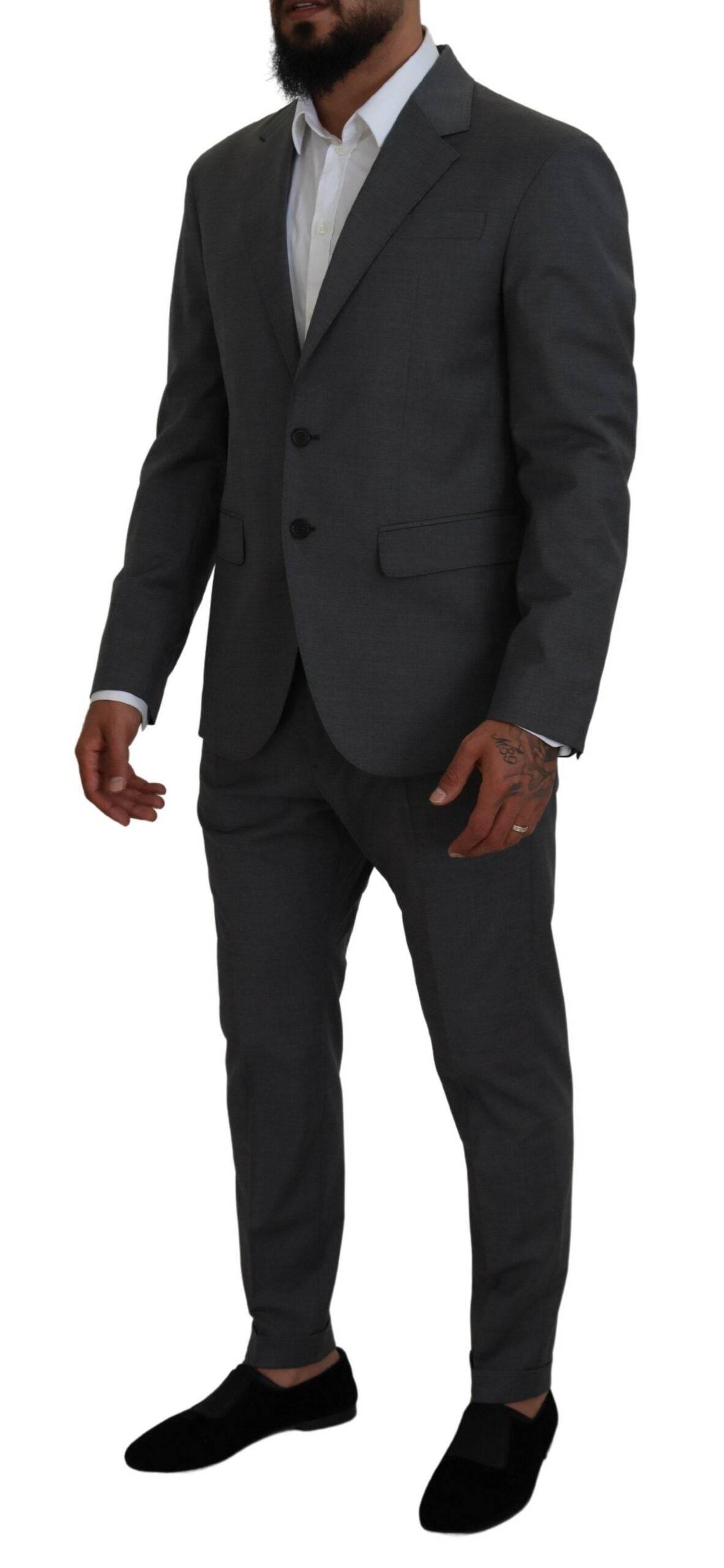 Dsquared² Gray Wool Single Breasted 2 Piece CIPRO Suit - Hilstor