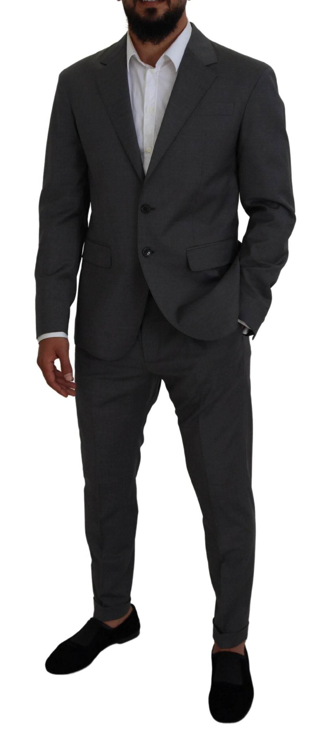 Dsquared² Gray Wool Single Breasted 2 Piece CIPRO Suit - Hilstor