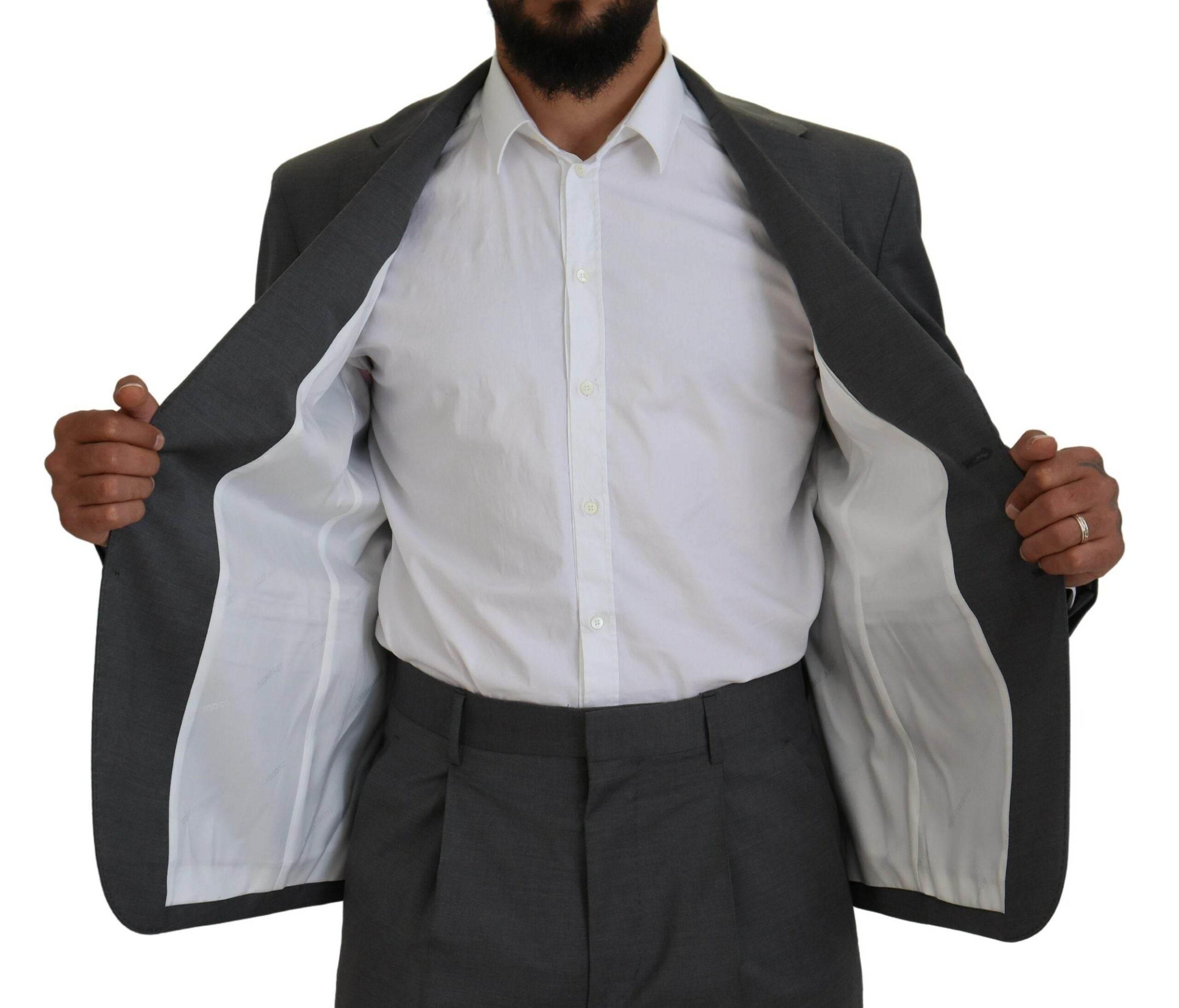 Dsquared² Gray Wool Single Breasted 2 Piece CIPRO Suit - Hilstor