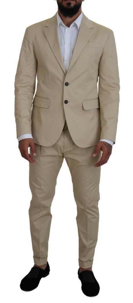 Dsquared² Beige Cotton Single Breasted 2 Piece CIPRO Suit - Hilstor