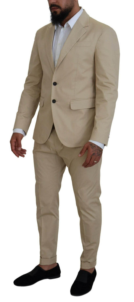 Dsquared² Beige Cotton Single Breasted 2 Piece CIPRO Suit - Hilstor
