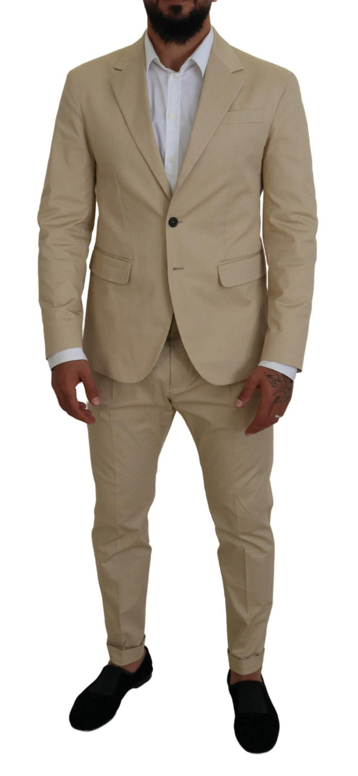 Dsquared² Beige Cotton Single Breasted 2 Piece CIPRO Suit - Hilstor