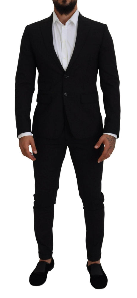 Dsquared² Black Wool Single Breasted 2 Piece LONDON Suit - Hilstor