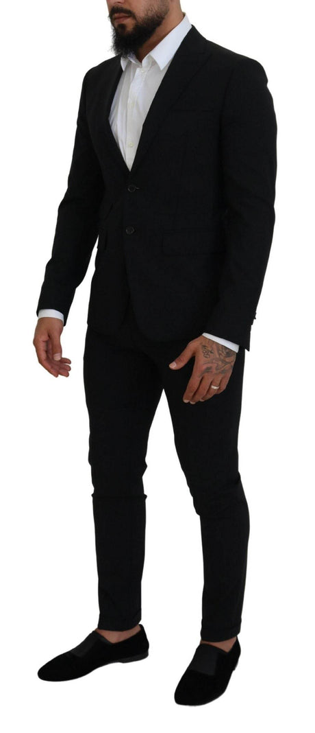 Dsquared² Black Wool Single Breasted 2 Piece LONDON Suit - Hilstor