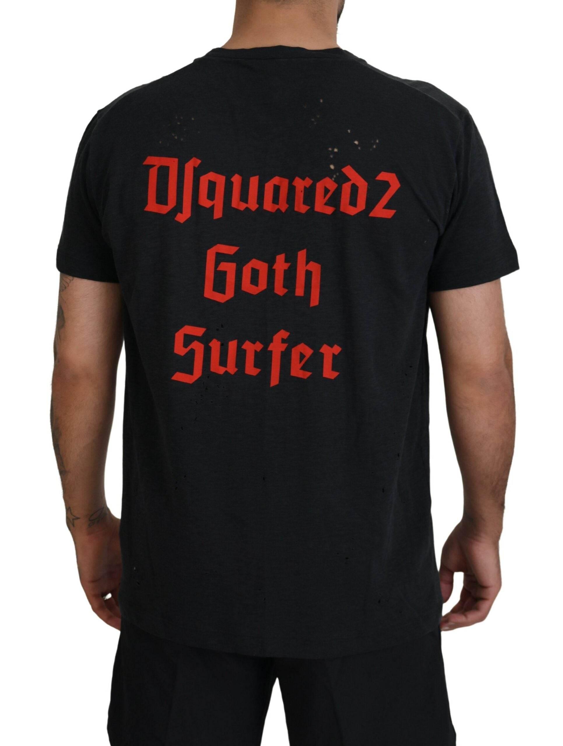 Dsquared² Black Chain Embellished Cotton Short Sleeve T-shirt - Hilstor